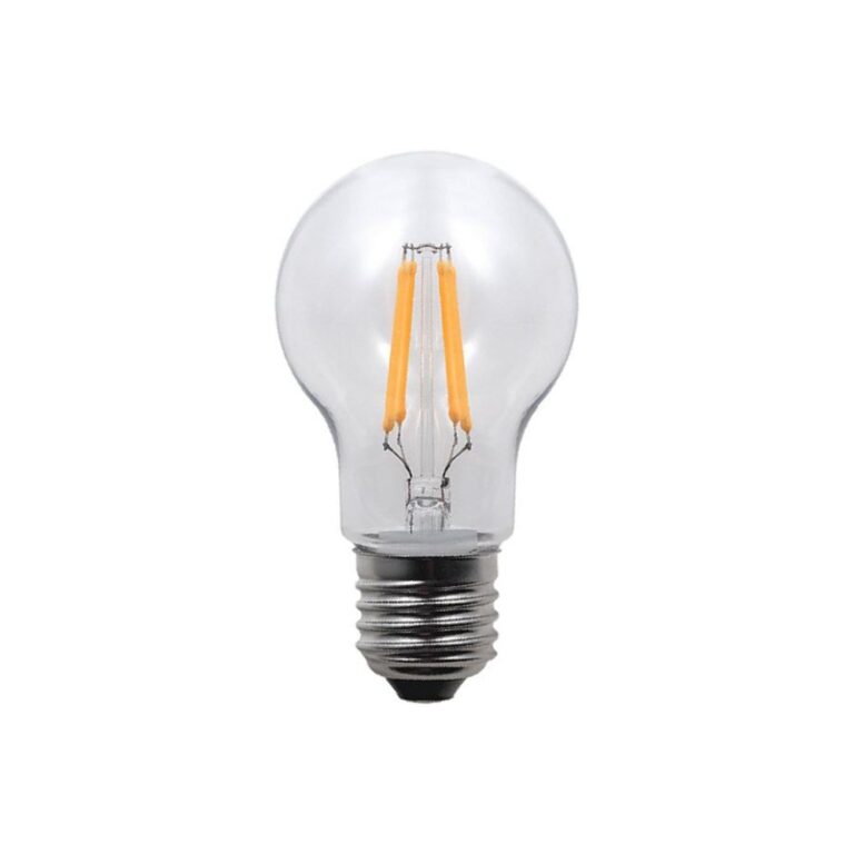 E27 3,5W LED filament pære - A55, 320lm, brudsikker polycarbonat, klar, varm hvid