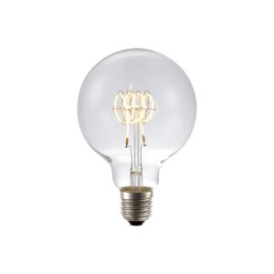 E27 4,5W dæmpbar LED pære - G95, Filament Flex, 2200K, 190lm, klar glas