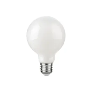 E27 4,7W dæmpbar LED globe pære - G80, opal glas, 2500K, filament
