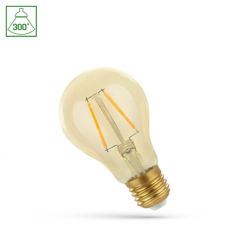 E27 4,9W LED pære - COG filament, 2400K, varm hvid, 300Â° lysspredning