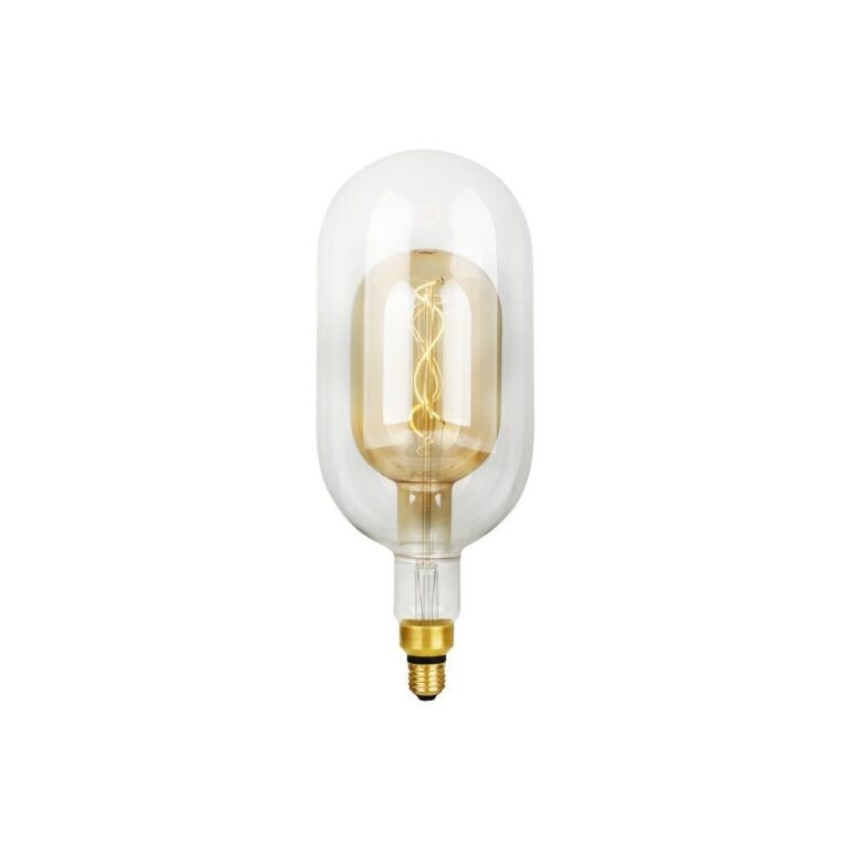 E27 4,9W dæmpbar LED pære - Filament Flex Double Tube, 38,5cm, 470lm, 2200K, Guld glas