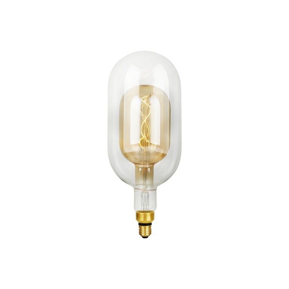 E27 4,9W dæmpbar LED pære - Filament Flex Double Tube, 38,5cm, 470lm, 2200K, Guld glas