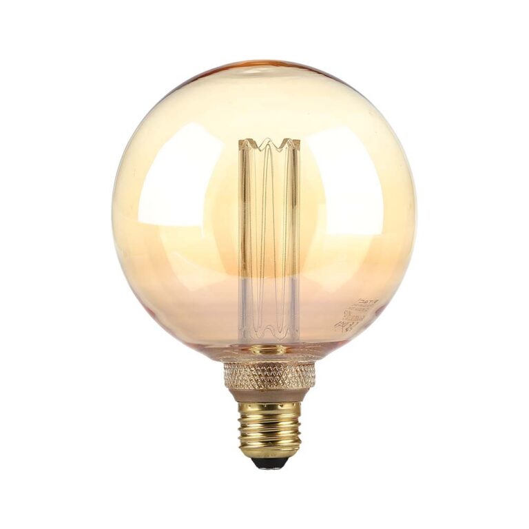 E27 4W G125 Art Filament LED pære - Amber glas, 1800K, laser graveringer, varm hvid filament