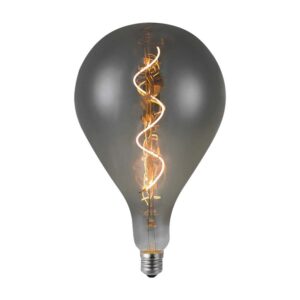E27 4W LED filament spiralpære - A160, smoky glas, varm hvid