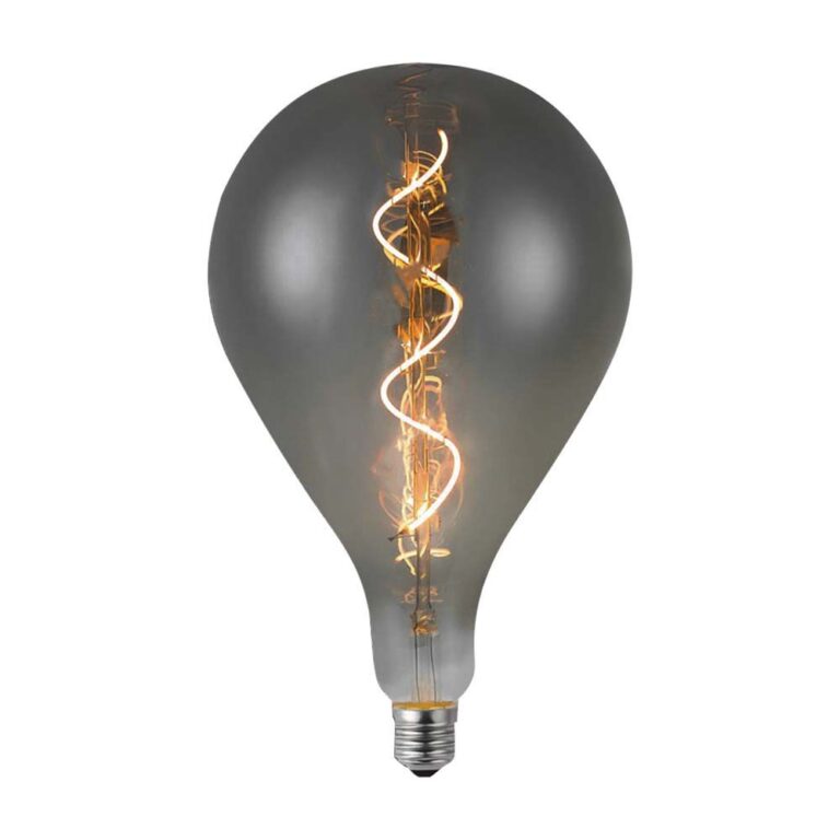 E27 4W LED filament spiralpære - A160, smoky glas, varm hvid