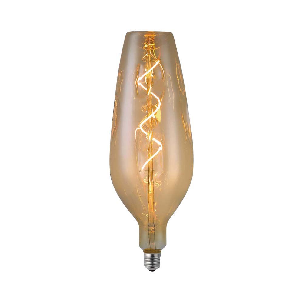 E27 4W LED filament spiralpære - B125, 250lm, 2700K, Amber/Smoky glas, 300° udstråling