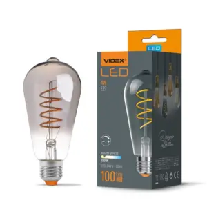 E27 4W ST64 filament LED pære - Grafit glas, 1800K-2100K, dæmpbar, flicker free