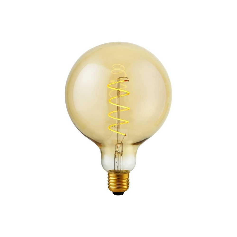 E27 4W dæmpbar LED filament pære - G125, Flex Globe, 200lm, 2000K, guld glas