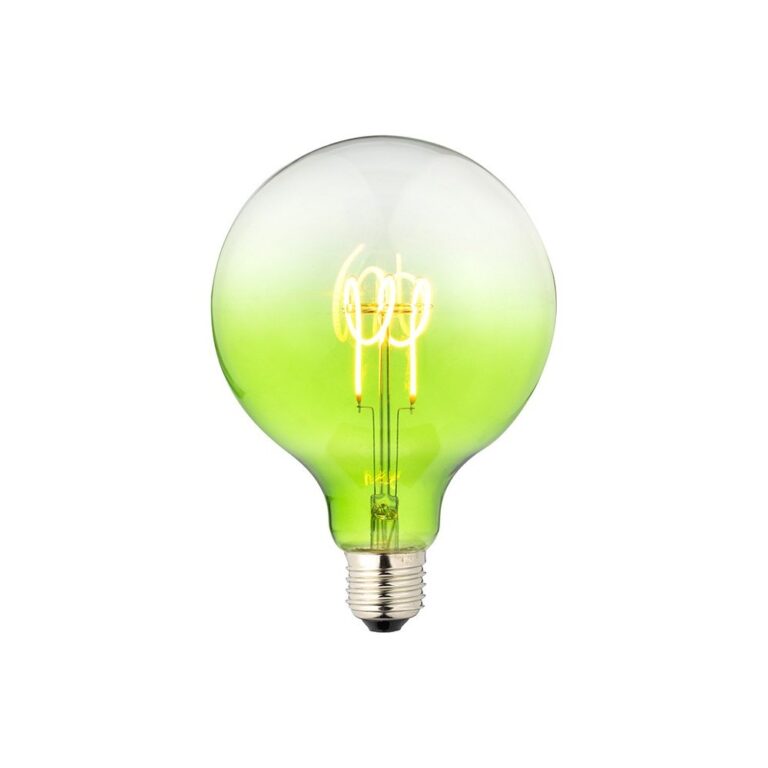 E27 4W dæmpbar LED filament pære - G125, Flex Globe, Grøn, 140lm