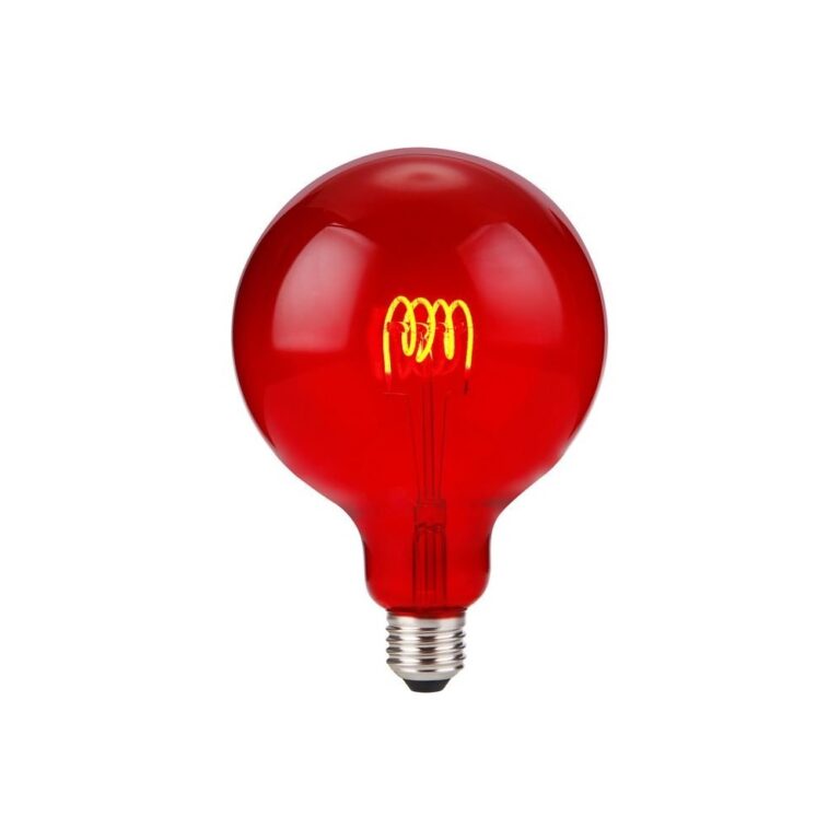 E27 4W dæmpbar LED filament pære - G125, Flex Globe, Rød, 60lm