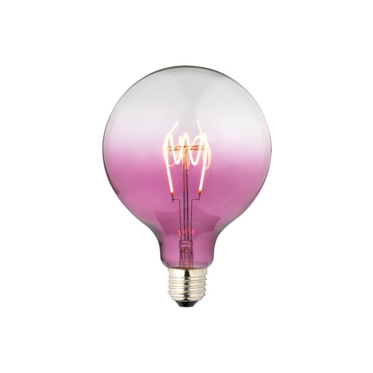 E27 4W dæmpbar LED filament pære - G125, Flex Globe, lilla glas, 140lm