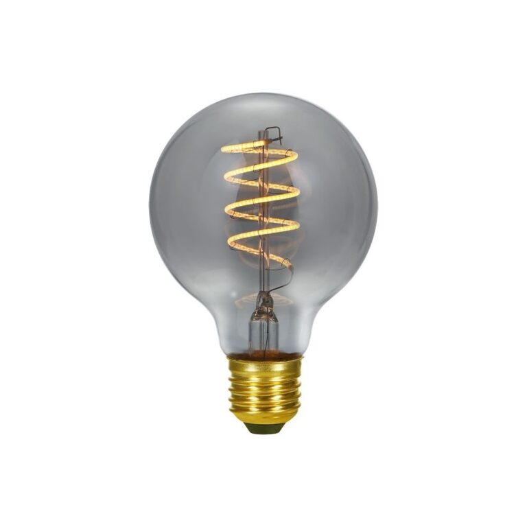 E27 4W dæmpbar LED filament pære - G80, Flex Globe, 2200K, røgfarvet glas