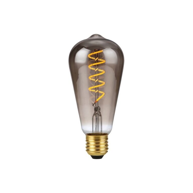 E27 4W dæmpbar LED filamentpære - ST64 Rustika, 2200K, røgfarvet glas, Flex filament