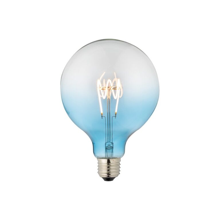 E27 4W dæmpbar LED pære - G125, Flex Filament, Blå, 140lm