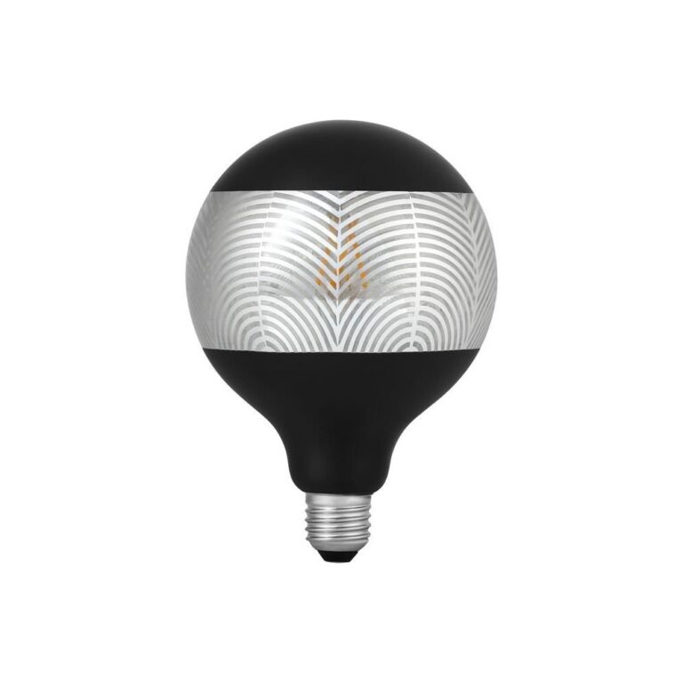 E27 4W dæmpbar LED pære - G125, Laser Leaf, sort/sølv, 120lm, 2500K