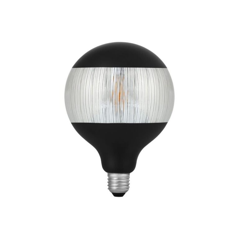 E27 4W dæmpbar LED pære - G125, Laser Stripe, sort/sølv, 2500K, 120lm