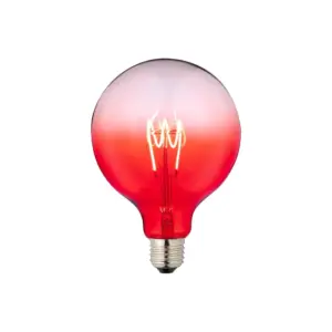 E27 4W dæmpbar LED pære - G125, rød, Flex Filament, 140lm