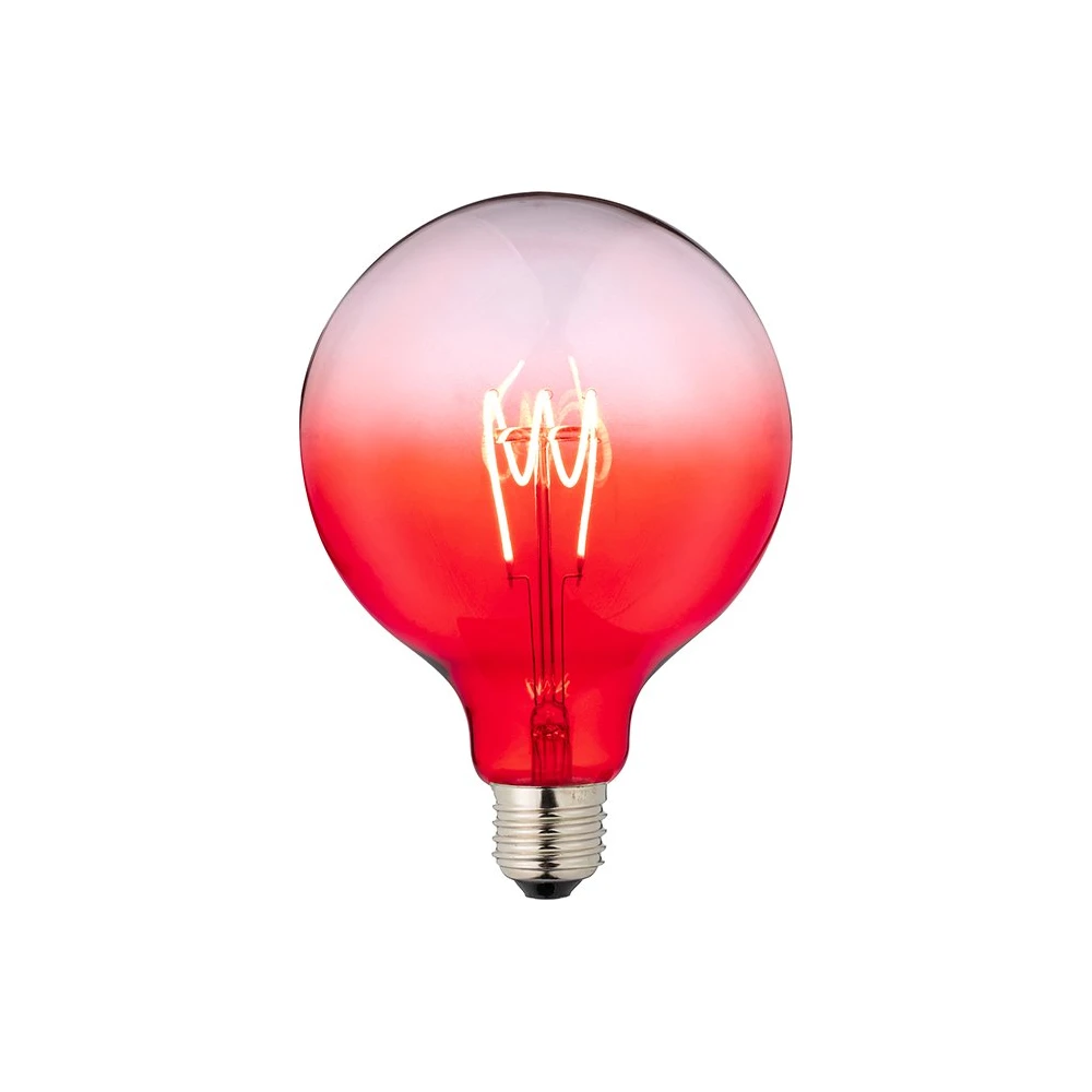 E27 4W dæmpbar LED pære - G125, rød, Flex Filament, 140lm