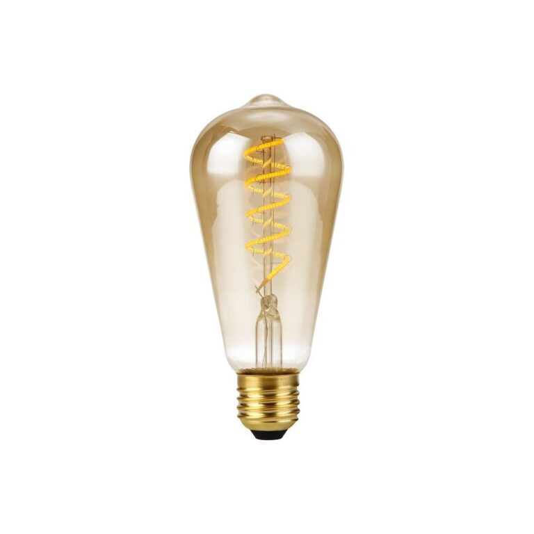 E27 4W dæmpbar LED pære - ST64 Rustika, Flex filament, 200lm, guld glas, 2000K
