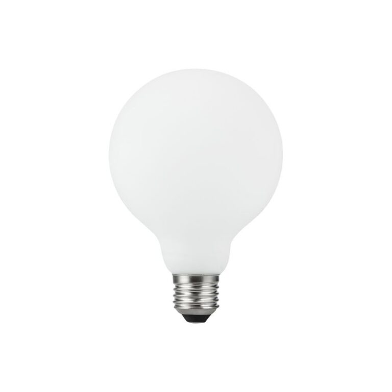 E27 5,5W dæmpbar LED pære - G95, filament, mat hvid, 550lm, 2500K