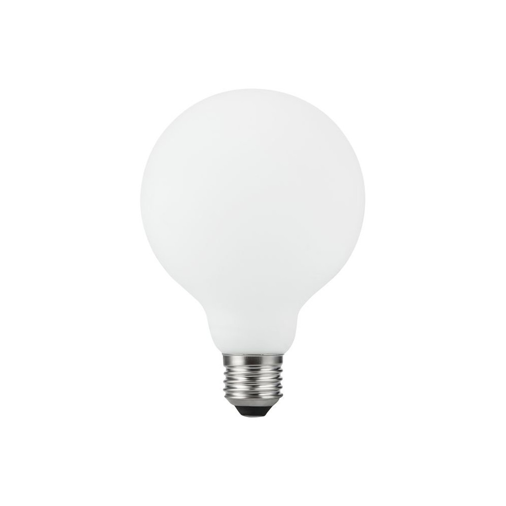 E27 5,5W dæmpbar LED pære - G95, filament, mat hvid, 550lm, 2500K