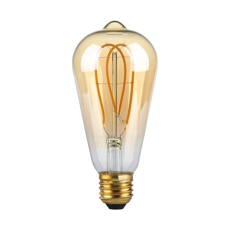 E27 5W ST64 long filament LED pære - Amber glas, 1800K, 300lm, 300Â° spredning