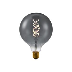 E27 5W dæmpbar LED pære - G125, Double Helix filament, røgfarvet glas, 2200K