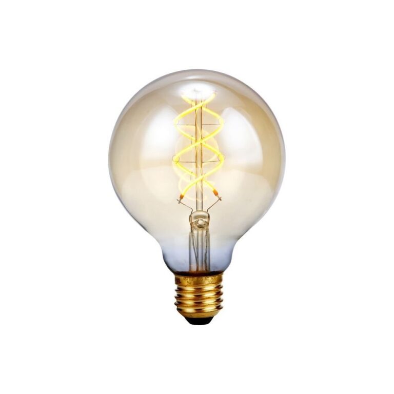 E27 5W dæmpbar LED pære - G95, Gold, Flex Double Helix, 2000K, 300lm