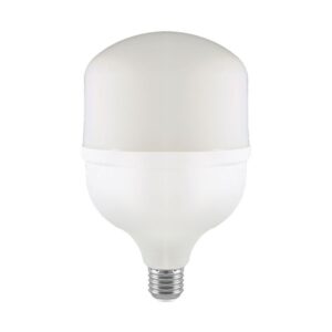 E27 60W T160 LED pære - 6600lm, 6500K, inkl. E40 adapter, hvid plast
