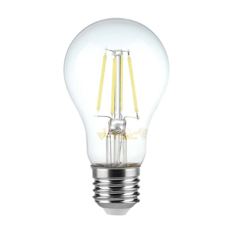 E27 6W LED filament pære - A60, klart glas, 600lm, 3000K