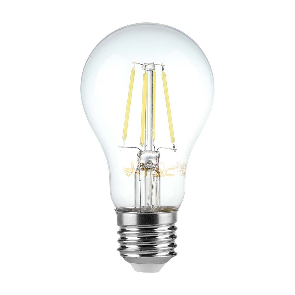 E27 6W LED filament pære - A60, klart glas, 600lm, 3000K
