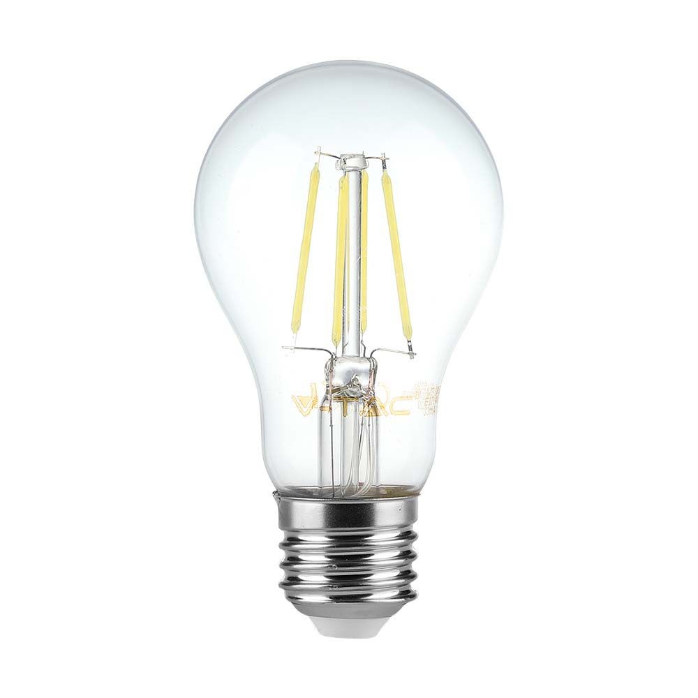 E27 6W LED filament pære - A60, klart glas, 600lm