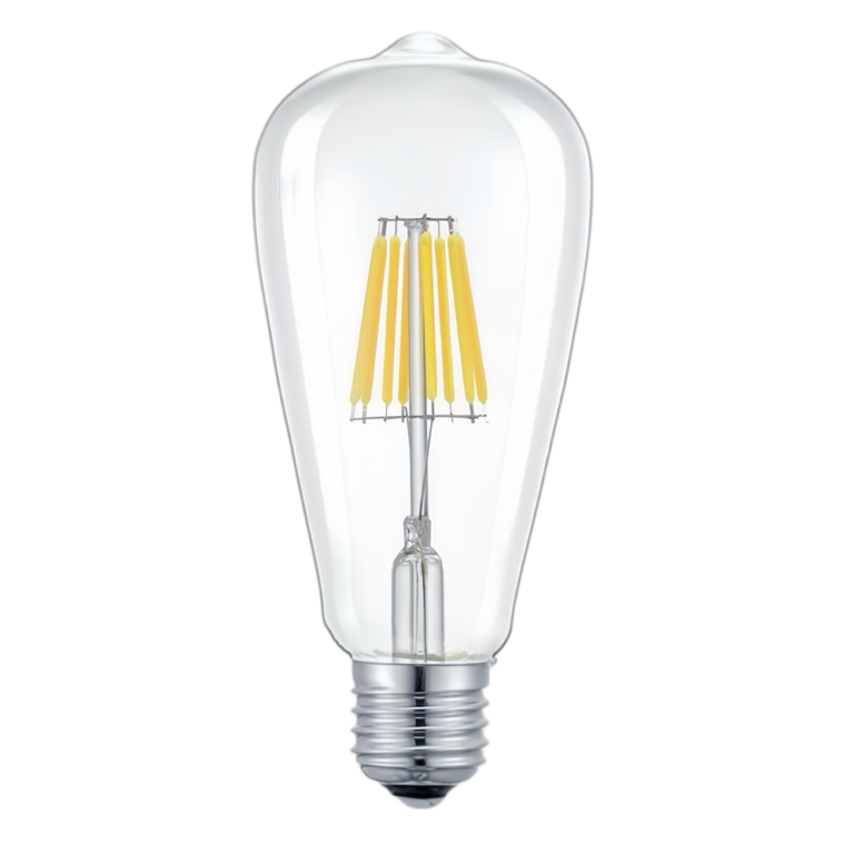 E27 6W LED filament pære - ST64, 800lm, klart glas, 2700K, varm hvid
