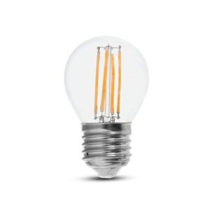 E27 6W LED kronepære filament - G45, 800lm, 133lm/W, klart glas, 6400K
