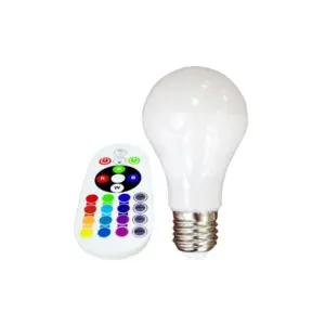 E27 6W LED pære - Med RF fjernbetjening, RGB