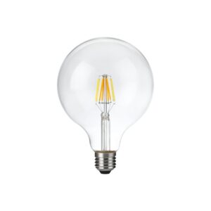 E27 6W dæmpbar LED filament pære - G125, DimToWarm, 2000K-4500K, 660lm, klart glas