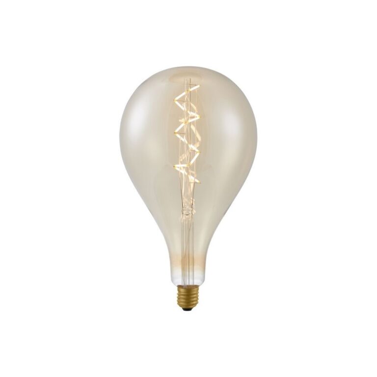 E27 6W dæmpbar XXL Filament LED pære - A165, spiral, 2200K, guld glas