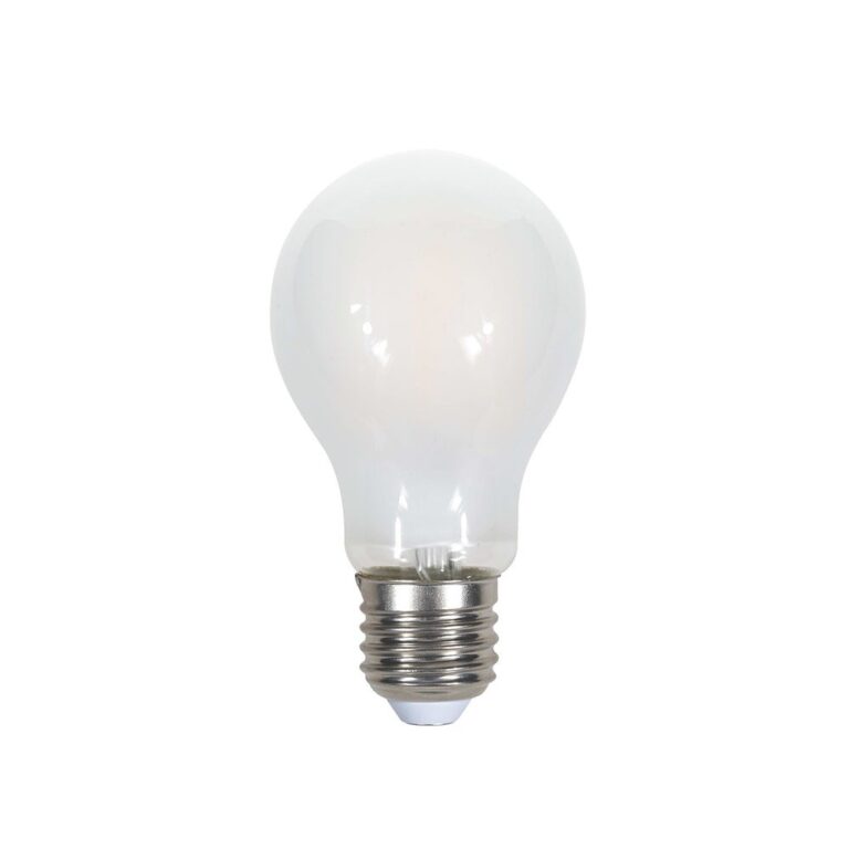 E27 7W A60 LED pære - Mat glas, filament, 840lm, varm hvid