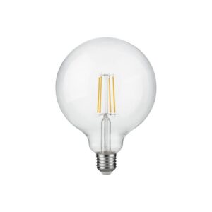 E27 7W dæmpbar LED filament pære - G125, 806lm, 2500K, klart glas
