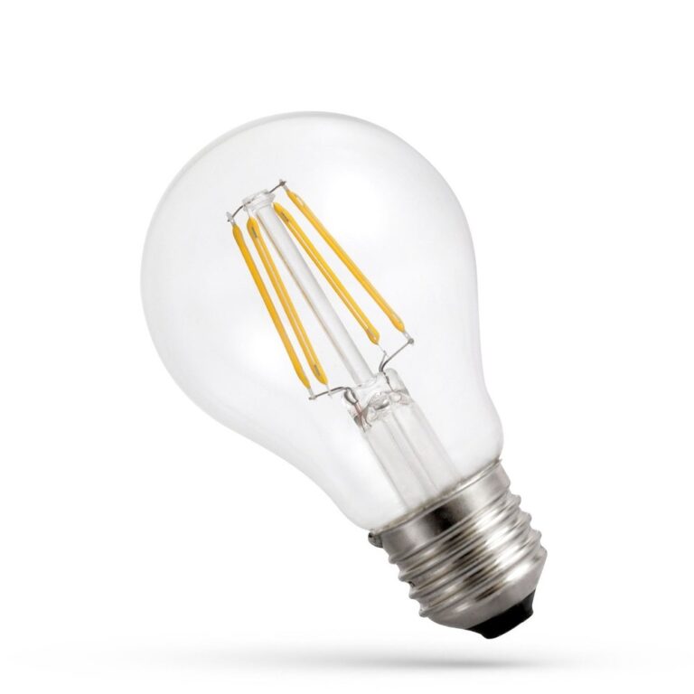 E27 8,5W LED pære - A60, filament, klart glas