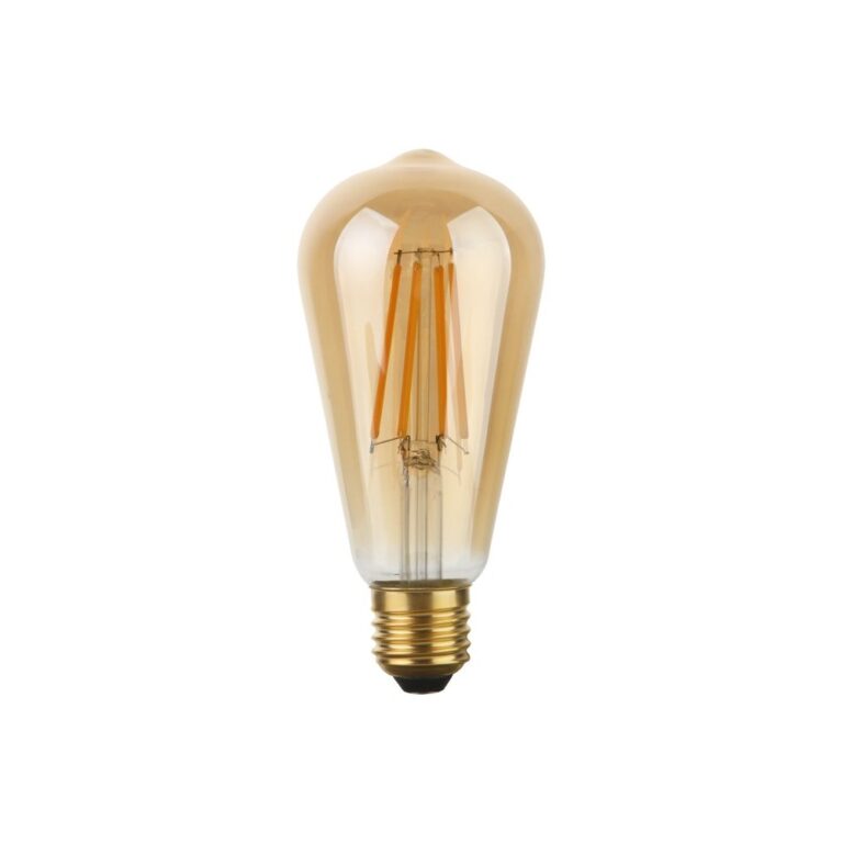 E27 8W dæmpbar LED Rustika pære - ST64, 640lm, 2200K, guld glas, filament