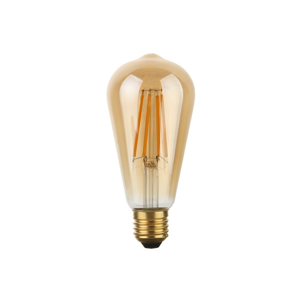 E27 8W dæmpbar LED Rustika pære - ST64, 640lm, 2200K, guld glas, filament