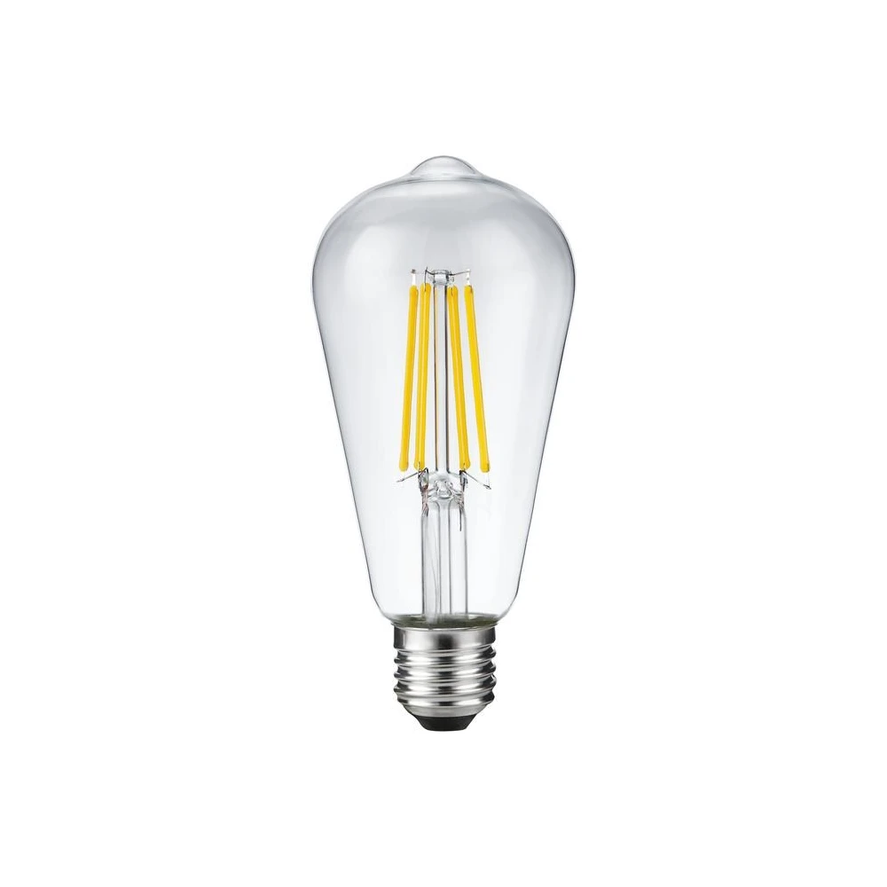 E27 8W dæmpbar LED Rustika pære - ST64, filament, 2500K, klart glas, 650lm