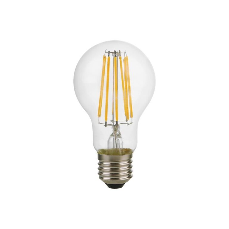E27 8W dæmpbar LED pære - A60, filament, 806lm, klart glas, 2500K