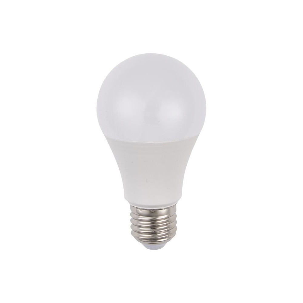 E27 9,5W LED pære, 100-240V - A60, 900lm, 6500K, AC/DC, opal glas