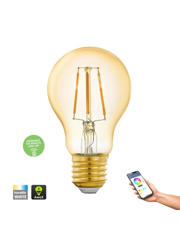 EGLO smart ZigBee E27 LED A60 5,5W amberfarvet filament pære