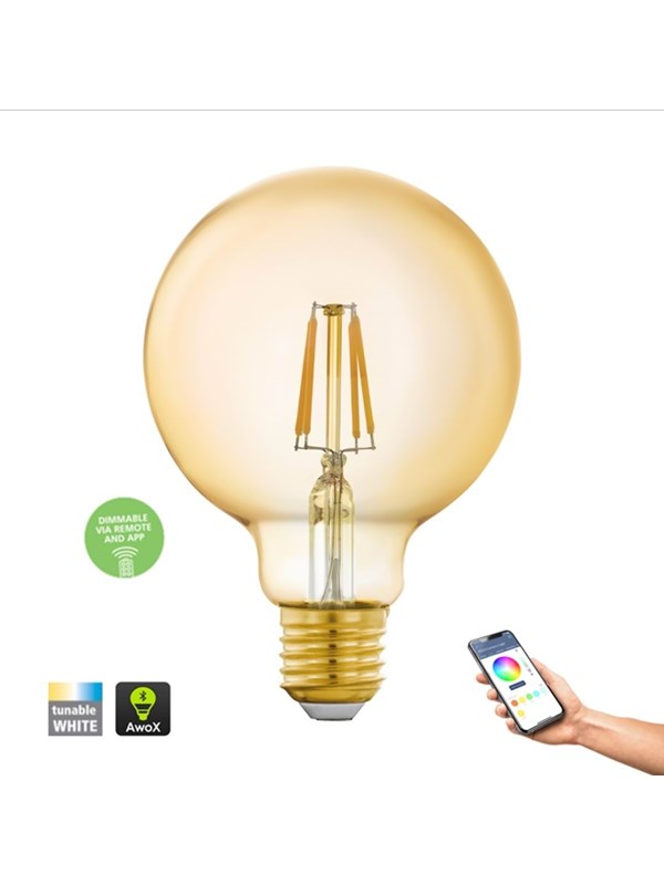 EGLO smart ZigBee E27 LED G95 5,5W amberfarvet filament pære