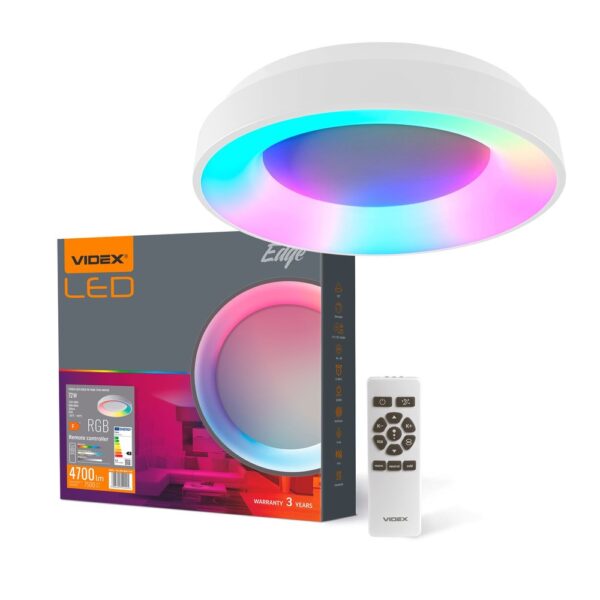 Edge loftlampe 72W - LED, dæmpbar, med fjernbetjening, RGB, hvid, 230V, lysstyrke 7500, forbrug 72
