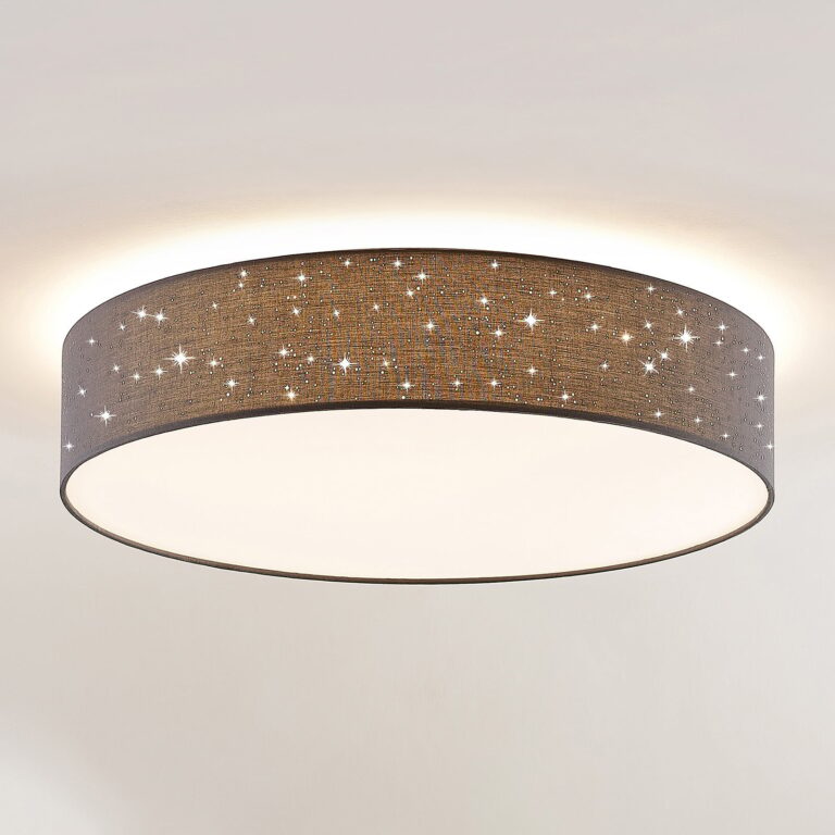 Ellamina LED Loftlampe Ø60 Dark Grey - Lindby - Stue - Moderne - Stof / tekstil - Rund