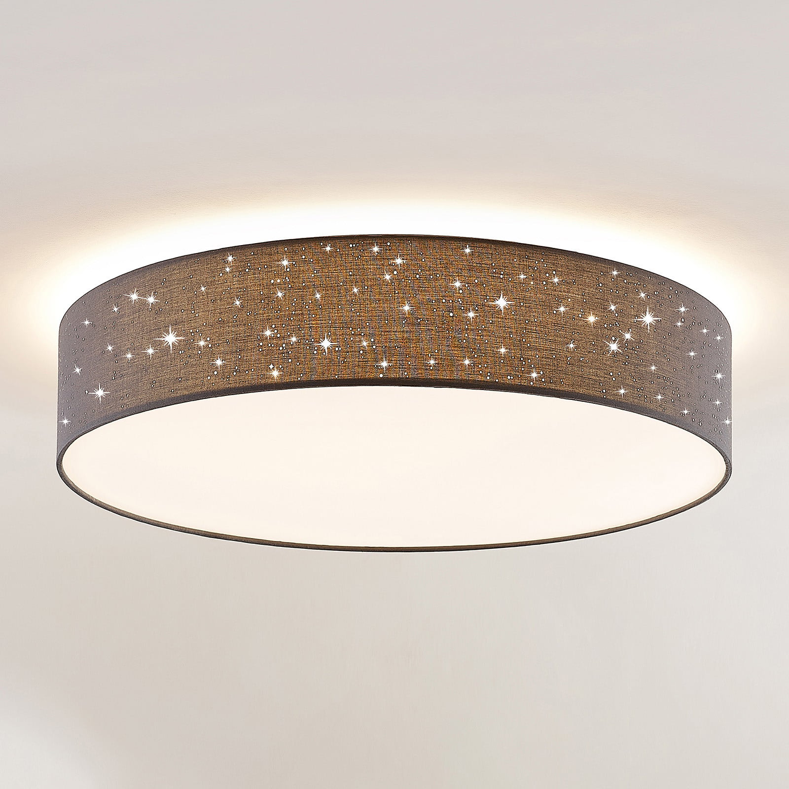Ellamina LED Loftlampe Ø60 Dark Grey - Lindby - Stue - Moderne - Stof / tekstil - Rund